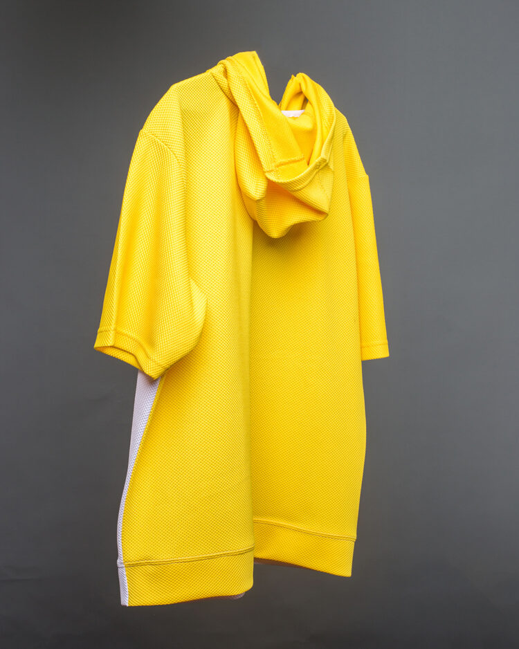 Short Sleeves Hoodie - Yellow and White