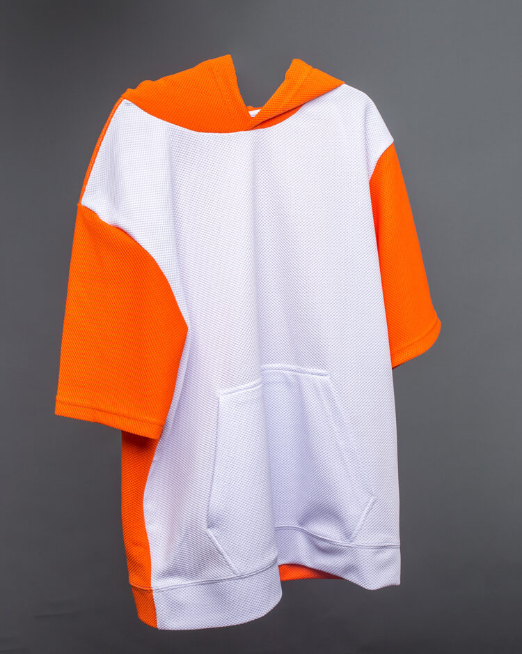 Short Sleeves Hoodie - Orange & White
